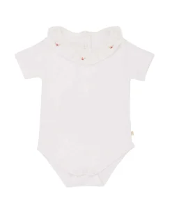 Alexandra Ruffle Collar Onesie - Bee Embroidery