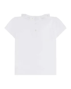 Angel Wing & Heart Ruffle Collar T-Shirt - Child White & Gold