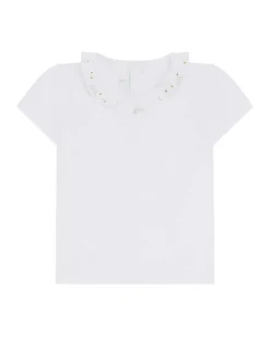 Angel Wing & Heart Ruffle Collar T-Shirt - Child White & Gold