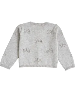 Angel Wing Pointelle Cardigan - Grey