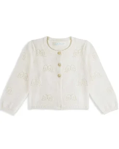 Angel Wing Pointelle Cardigan - Ivory