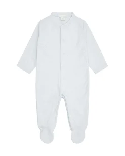 Angel Wing Pointelle Sleepsuit - Blue