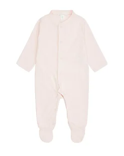 Angel Wing Pointelle Sleepsuit - Pink