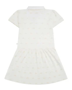 Angel Wing Print Polo Dress - Child White & Gold