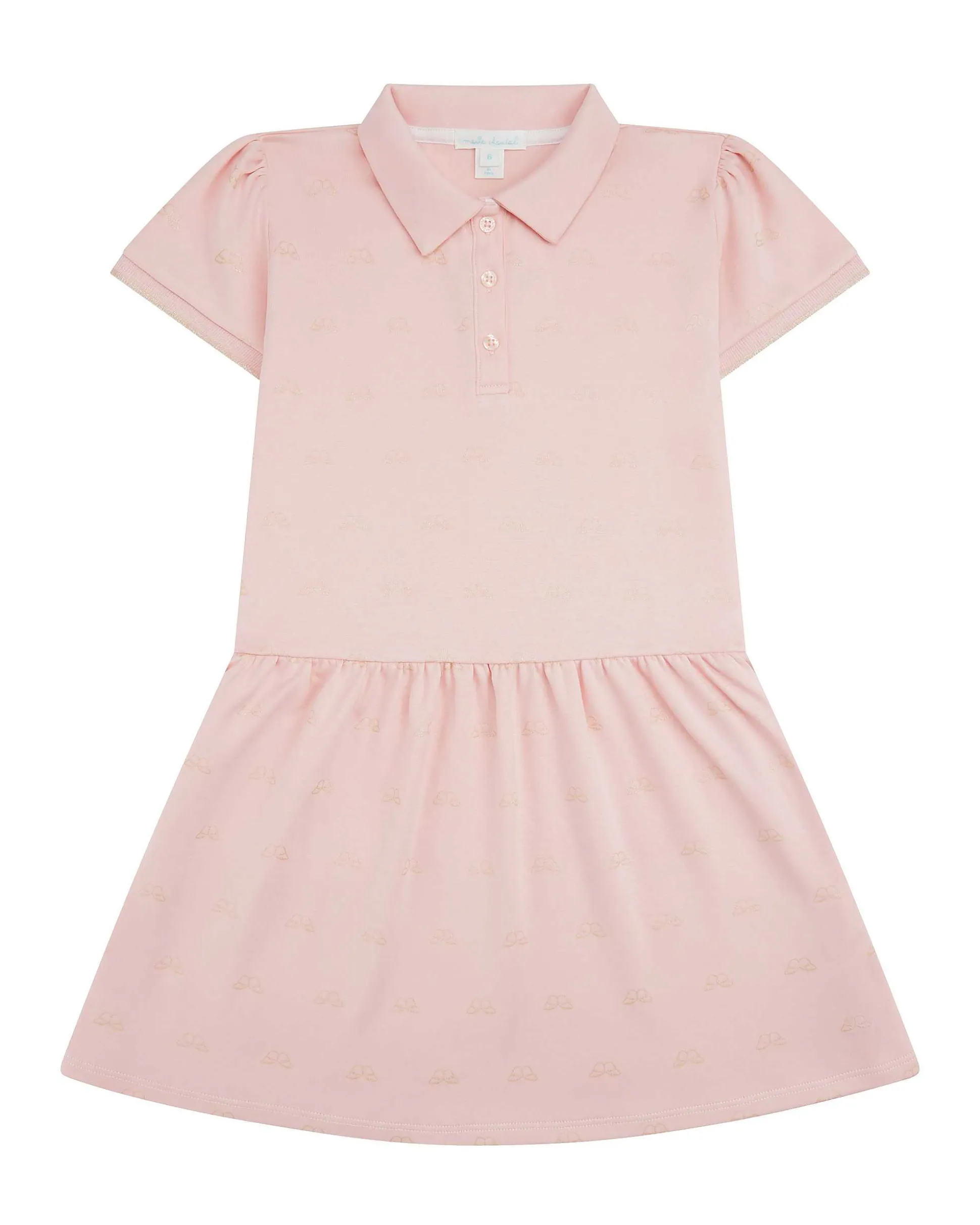 Angel Wing Print Polo Dress - Child Pink & Gold