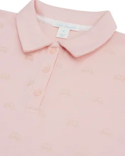 Angel Wing Print Polo Dress - Child Pink & Gold