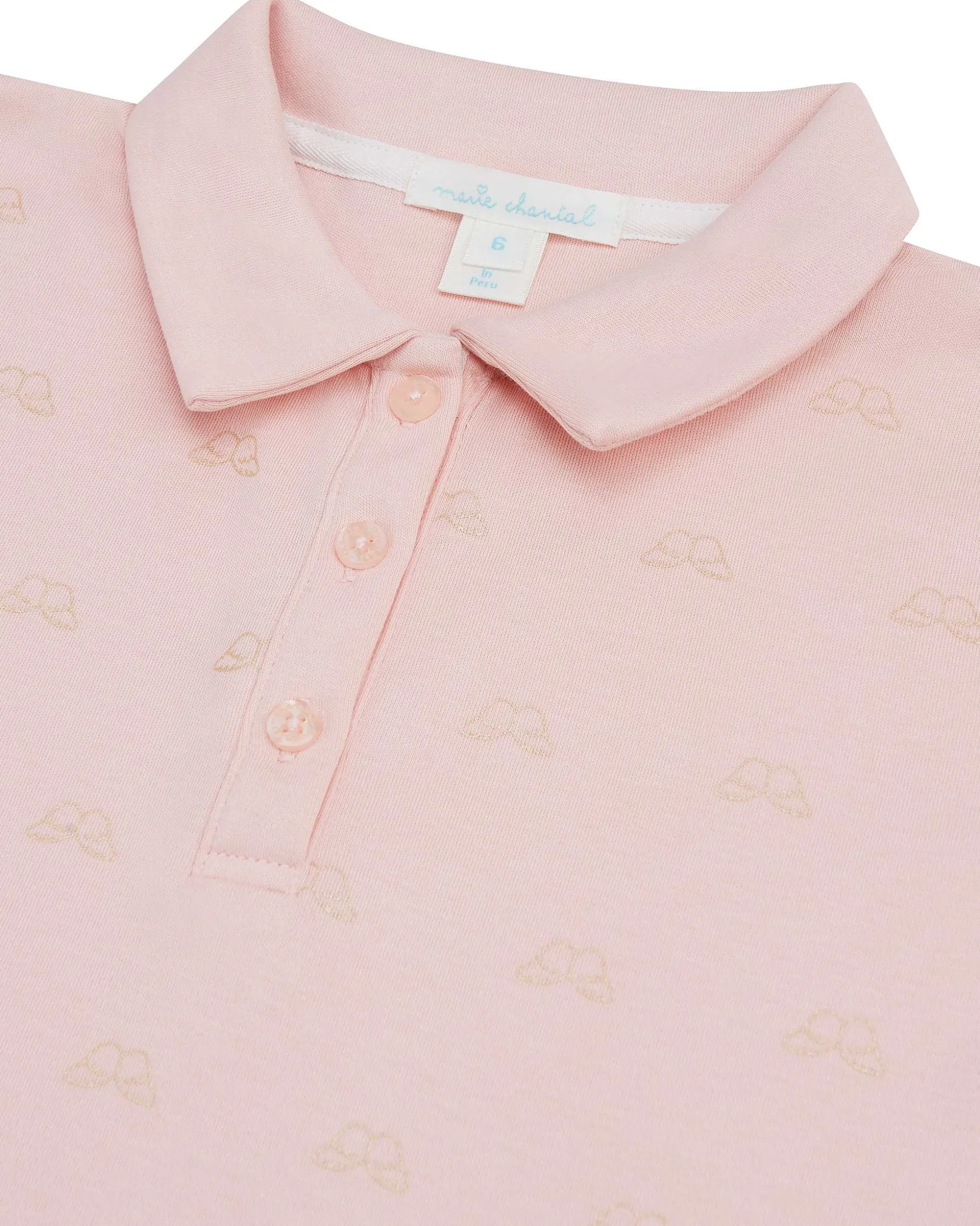 Angel Wing Print Polo Dress - Child Pink & Gold
