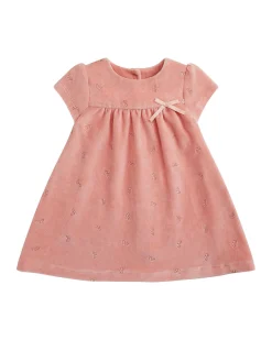 Angel Wing Velour Dress - Baby Dusty Pink