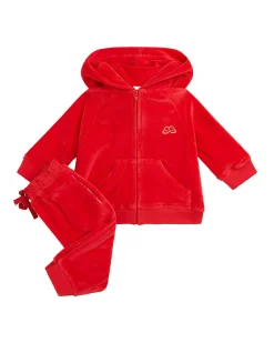 Angel Wing Velour Loungewear Set Baby Berry