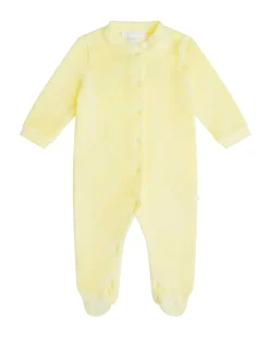 Angel Wing Velour Sleepsuit - Yellow & Gold