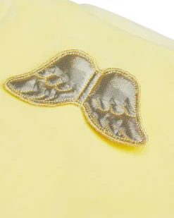 Angel Wing Velour Sleepsuit - Yellow & Gold