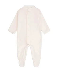 Angel Wing Velour Sleepsuit - Pink