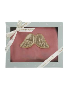 Angel Wing Velour Sleepsuit - Dusty Pink & Gold