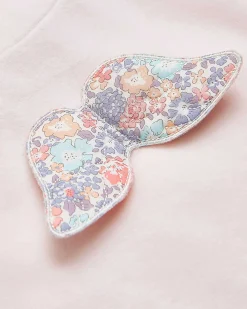 Angel Wing Velour Sleepsuit - Floral Pink