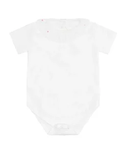 Elize Embroidered Ruffle Collar Onesie - Pink Heart