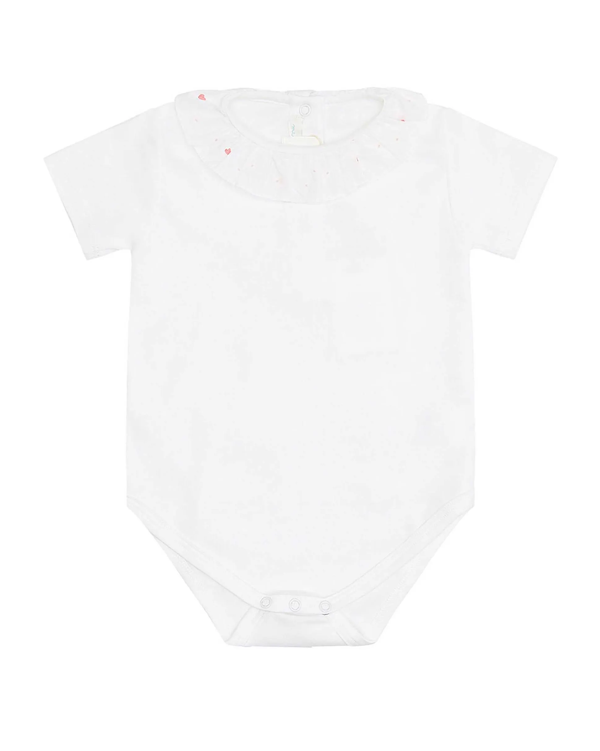 Elize Embroidered Ruffle Collar Onesie - Pink Heart