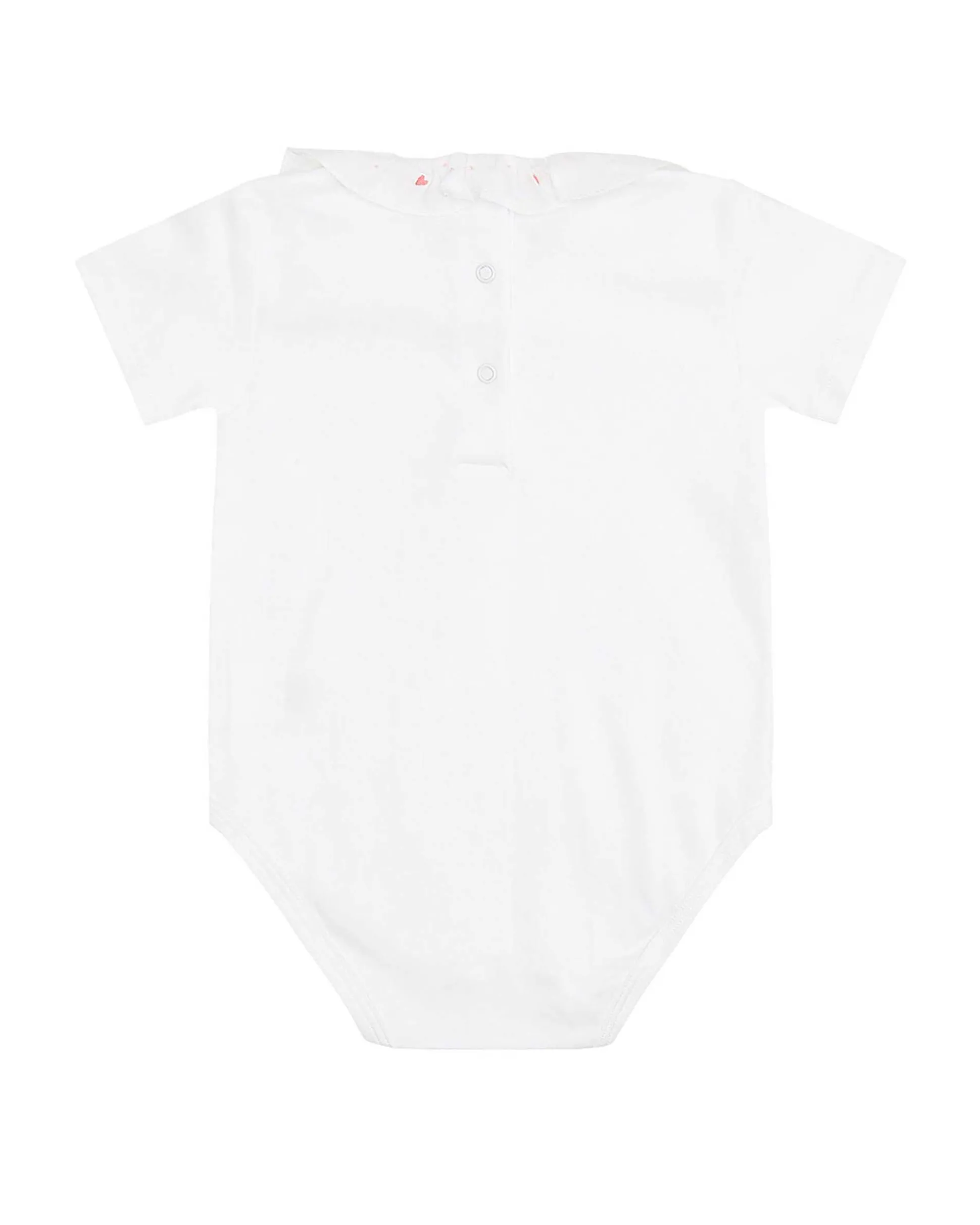 Elize Embroidered Ruffle Collar Onesie - Pink Heart