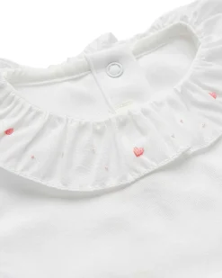 Elize Embroidered Ruffle Collar Onesie - Pink Heart