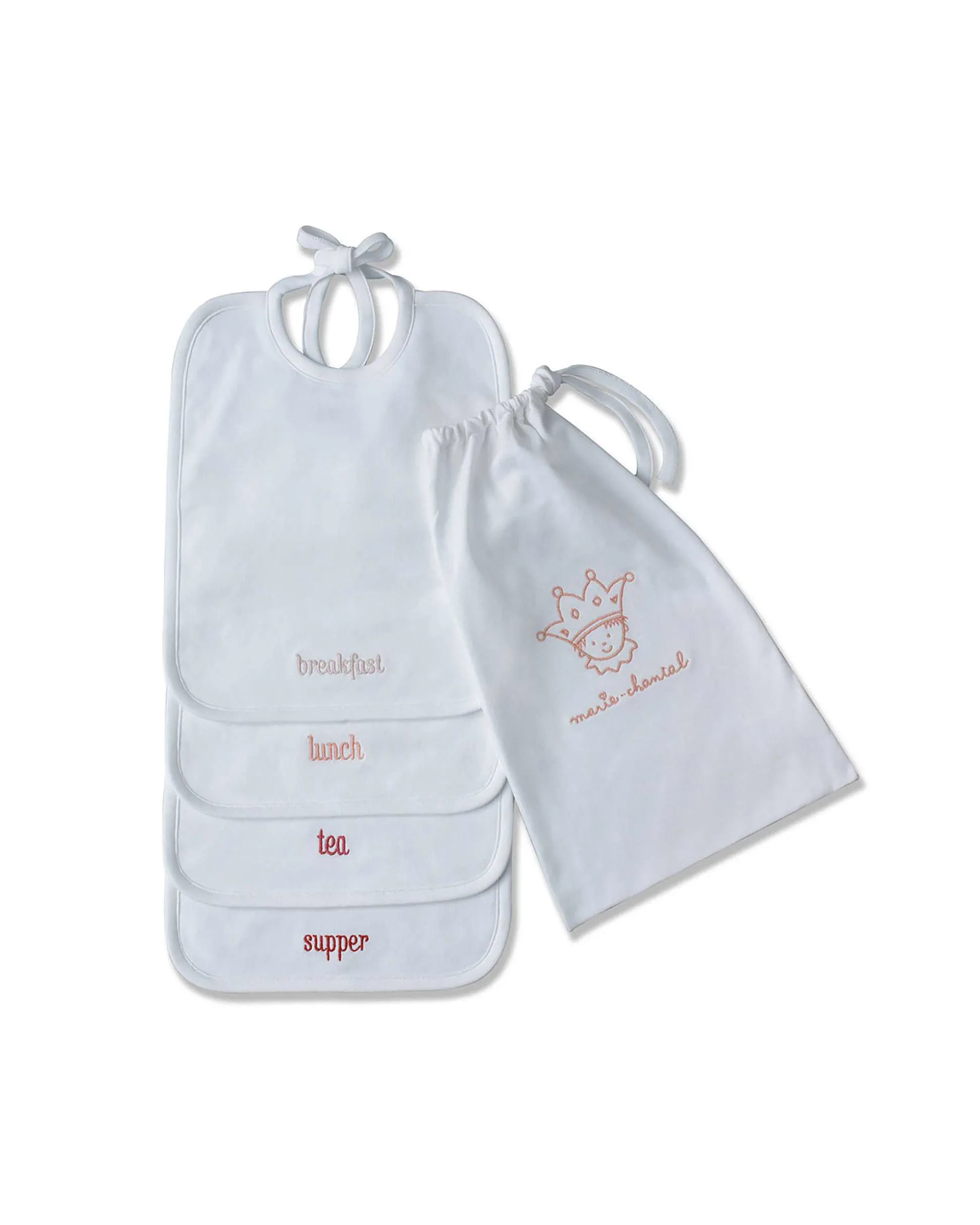 Embroidered Bib Set - Terracotta