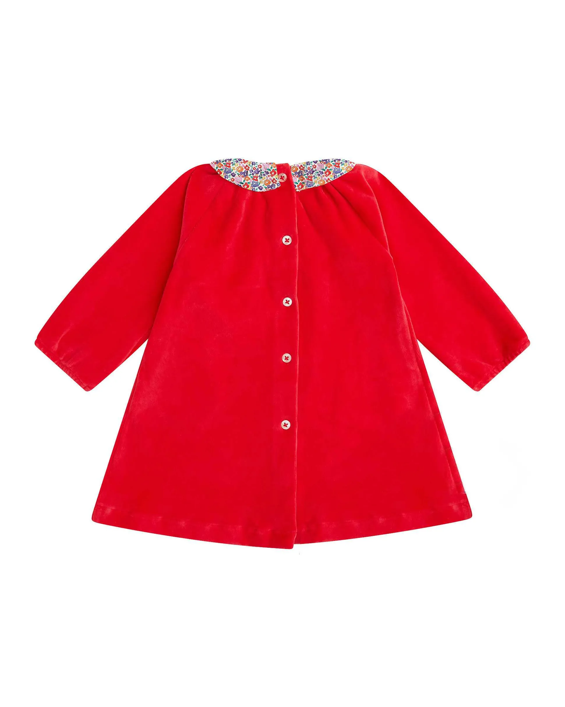 Floral Berry Ruffle Collar Velour Dress - Baby