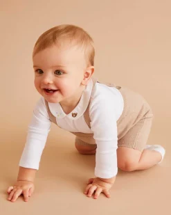 Little Bear Embroidered Collar Onesie