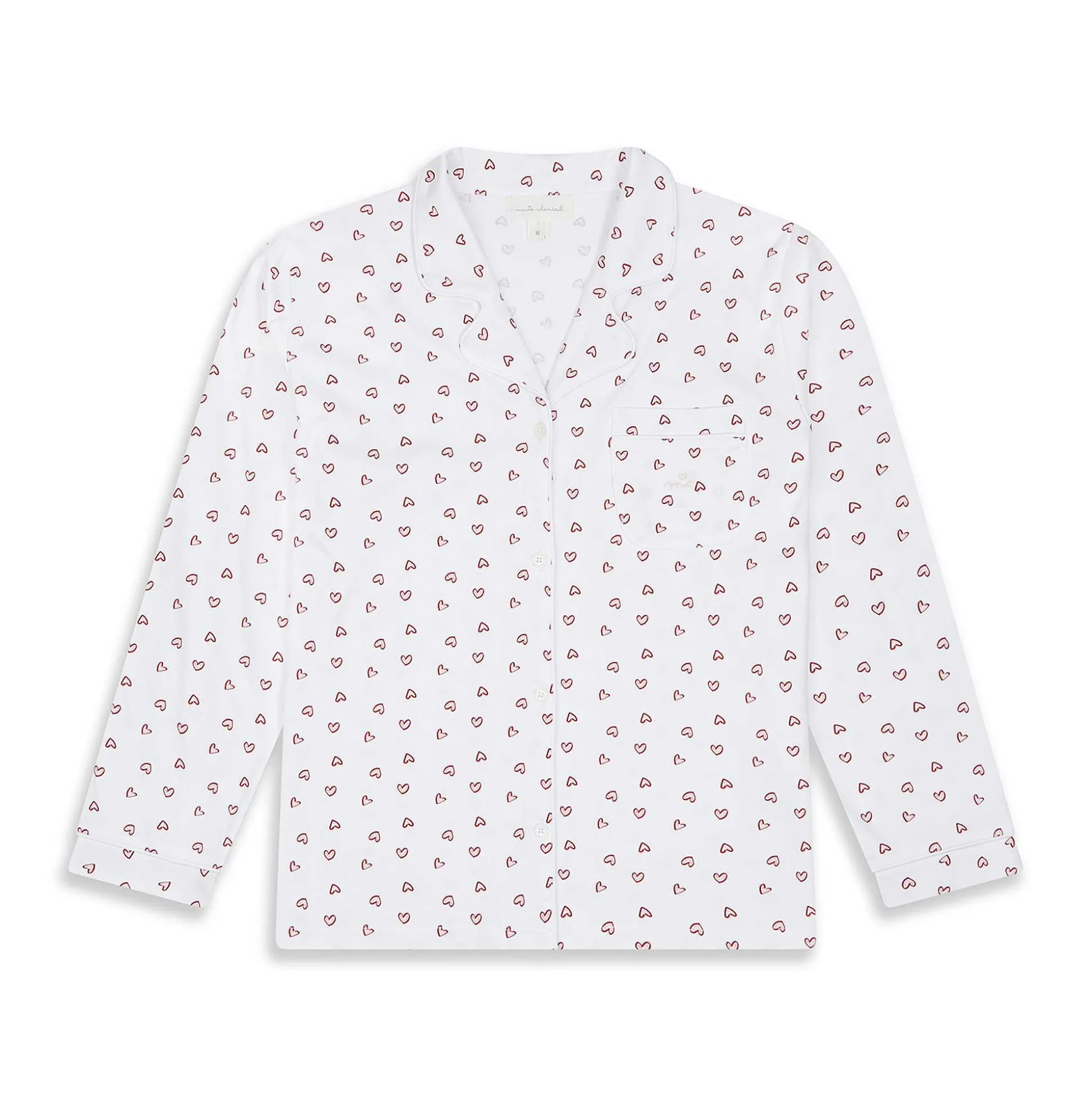 Love Heart Pyjama & Sleep Mask Set - Adult White