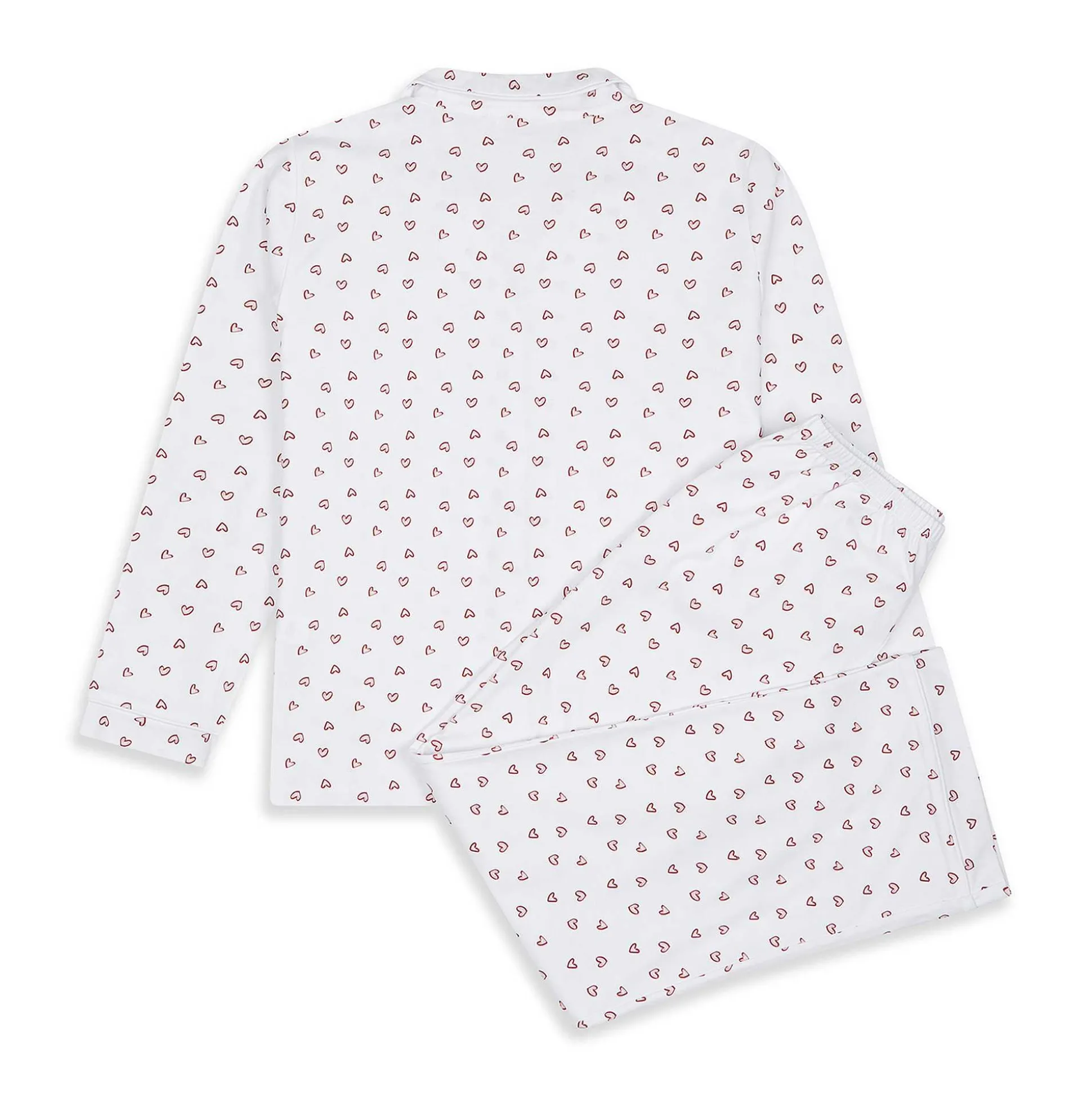 Love Heart Pyjama & Sleep Mask Set - Adult White