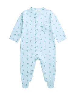 Love Heart Sleepsuit - Blue