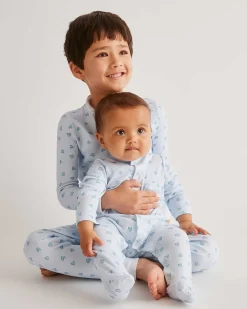 Love Heart Sleepsuit - Blue