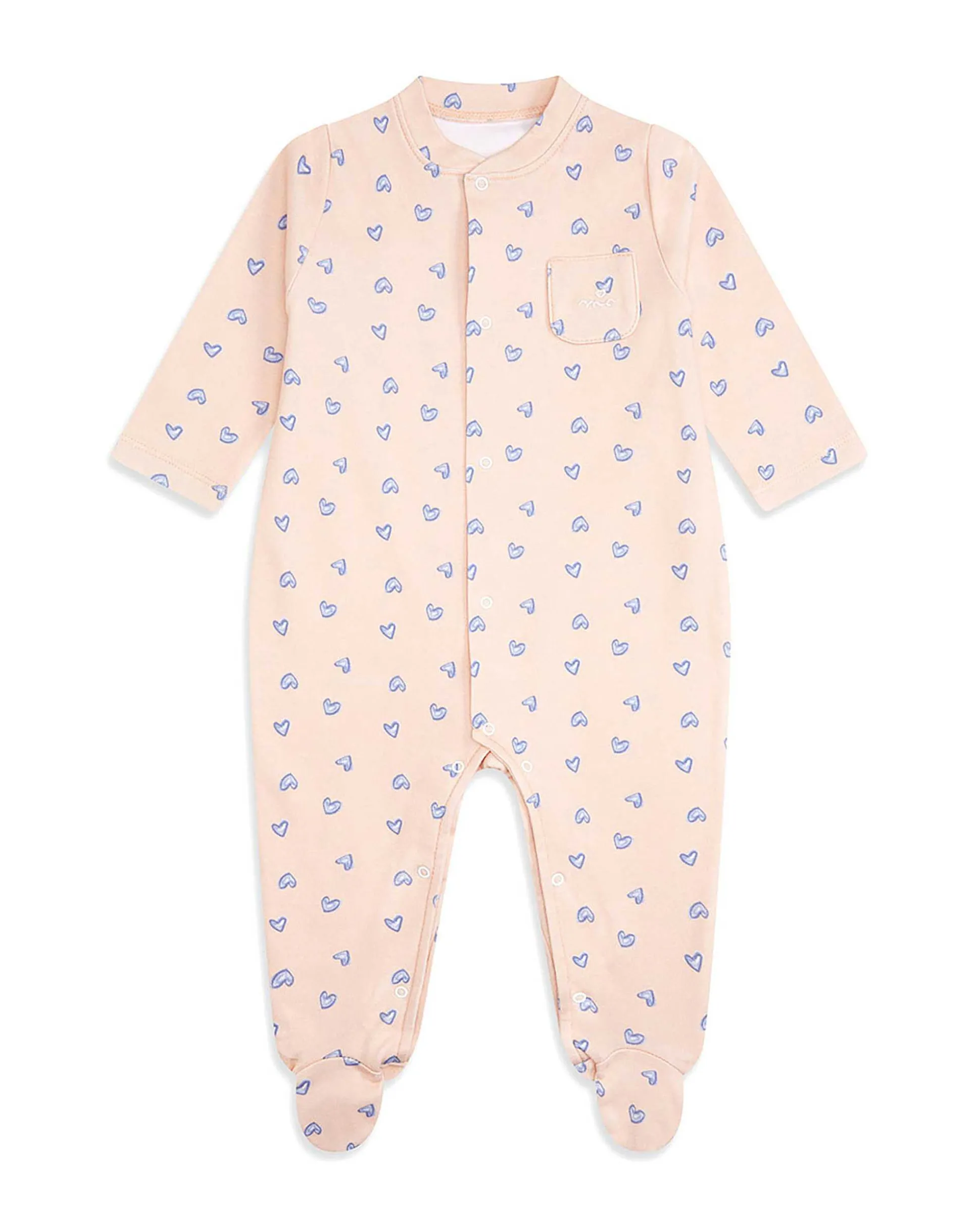 Love Heart Sleepsuit - Pink