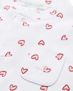 Love Heart Sleepsuit - White