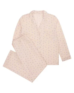 Love Heart Woven Cotton Pyjamas - Adult Pink