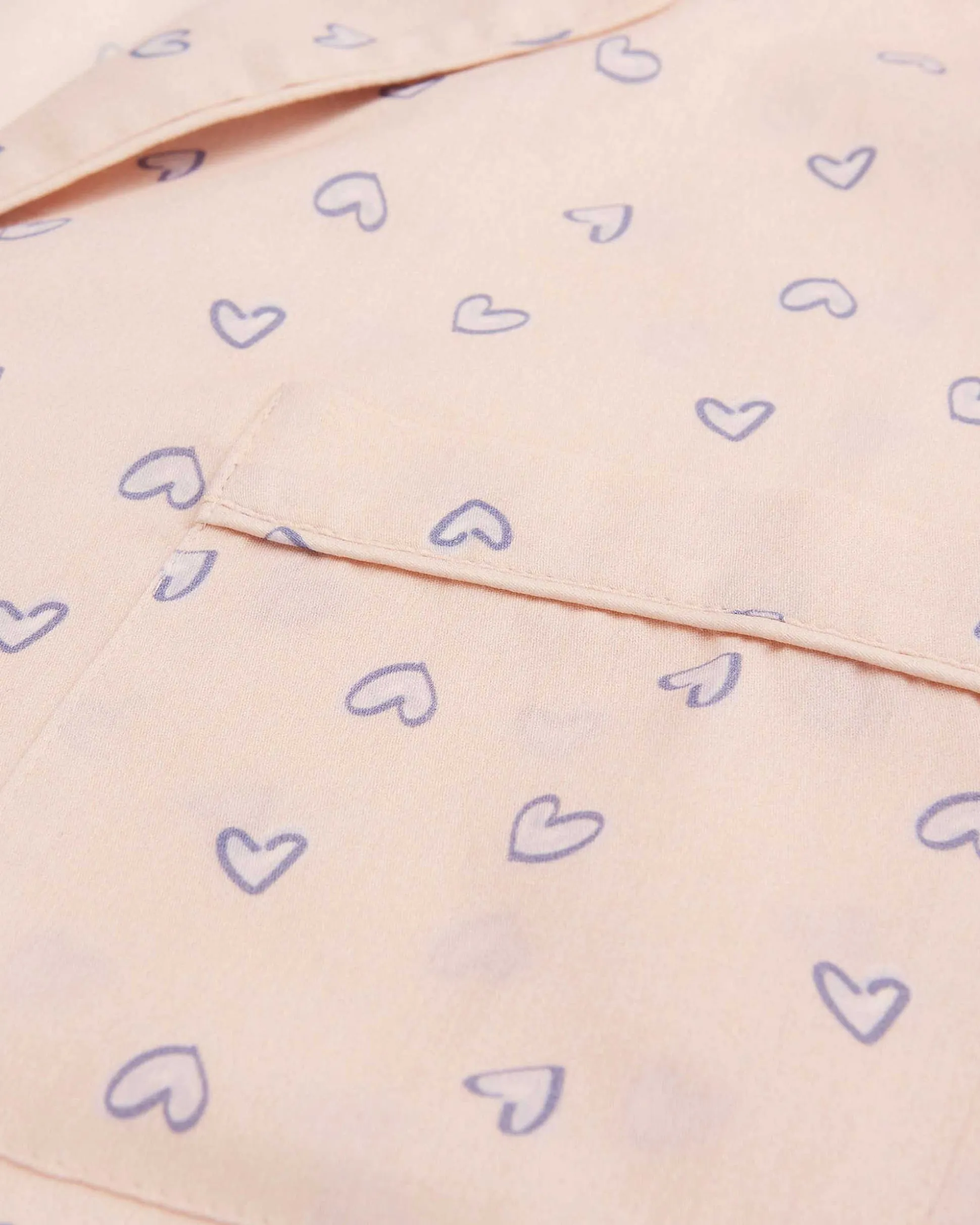 Love Heart Woven Cotton Pyjamas - Adult Pink