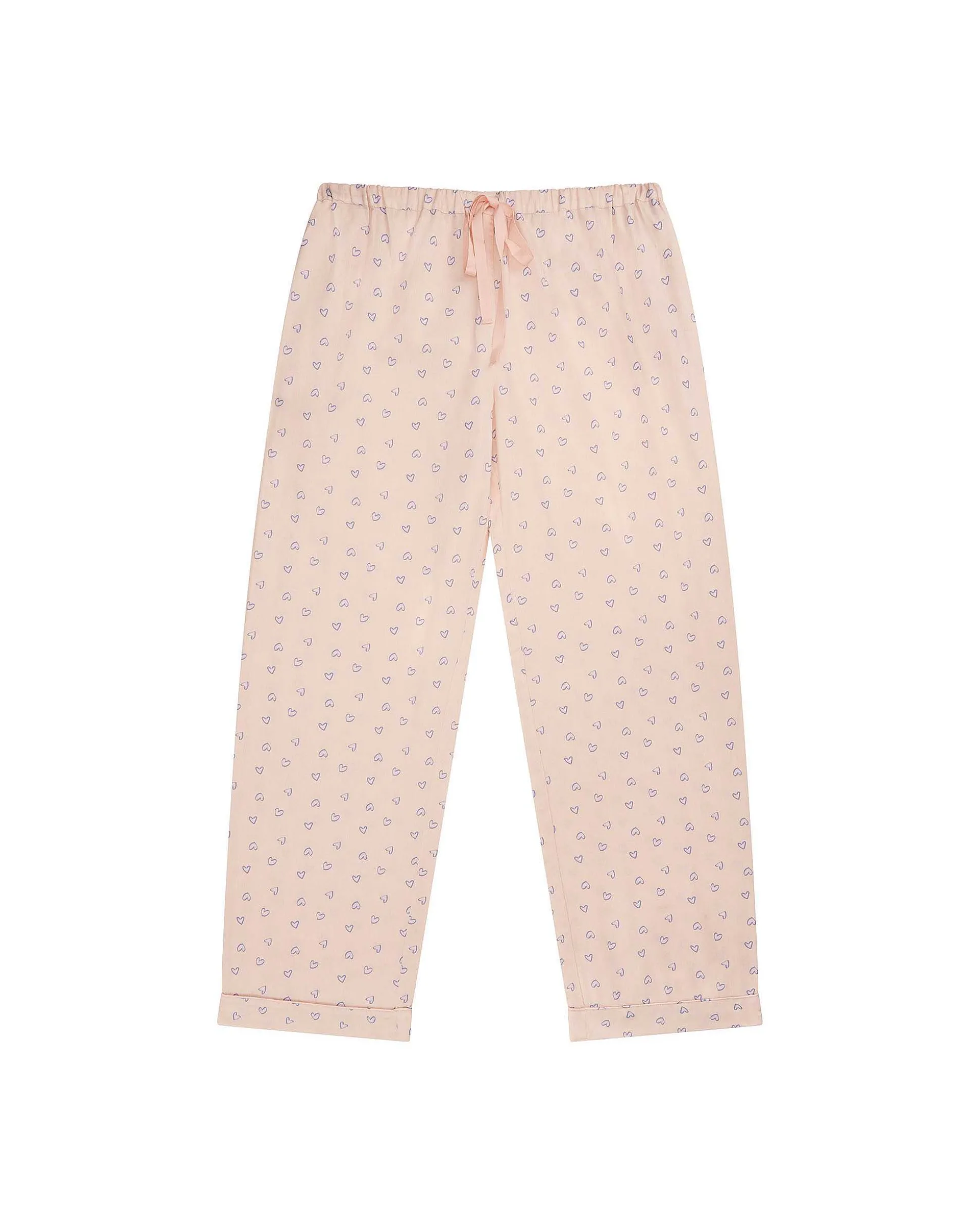 Love Heart Woven Cotton Pyjamas - Adult Pink