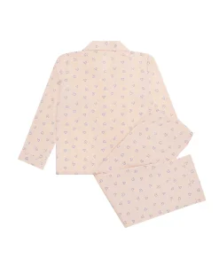 Love Heart Woven Cotton Pyjamas - Child Pink