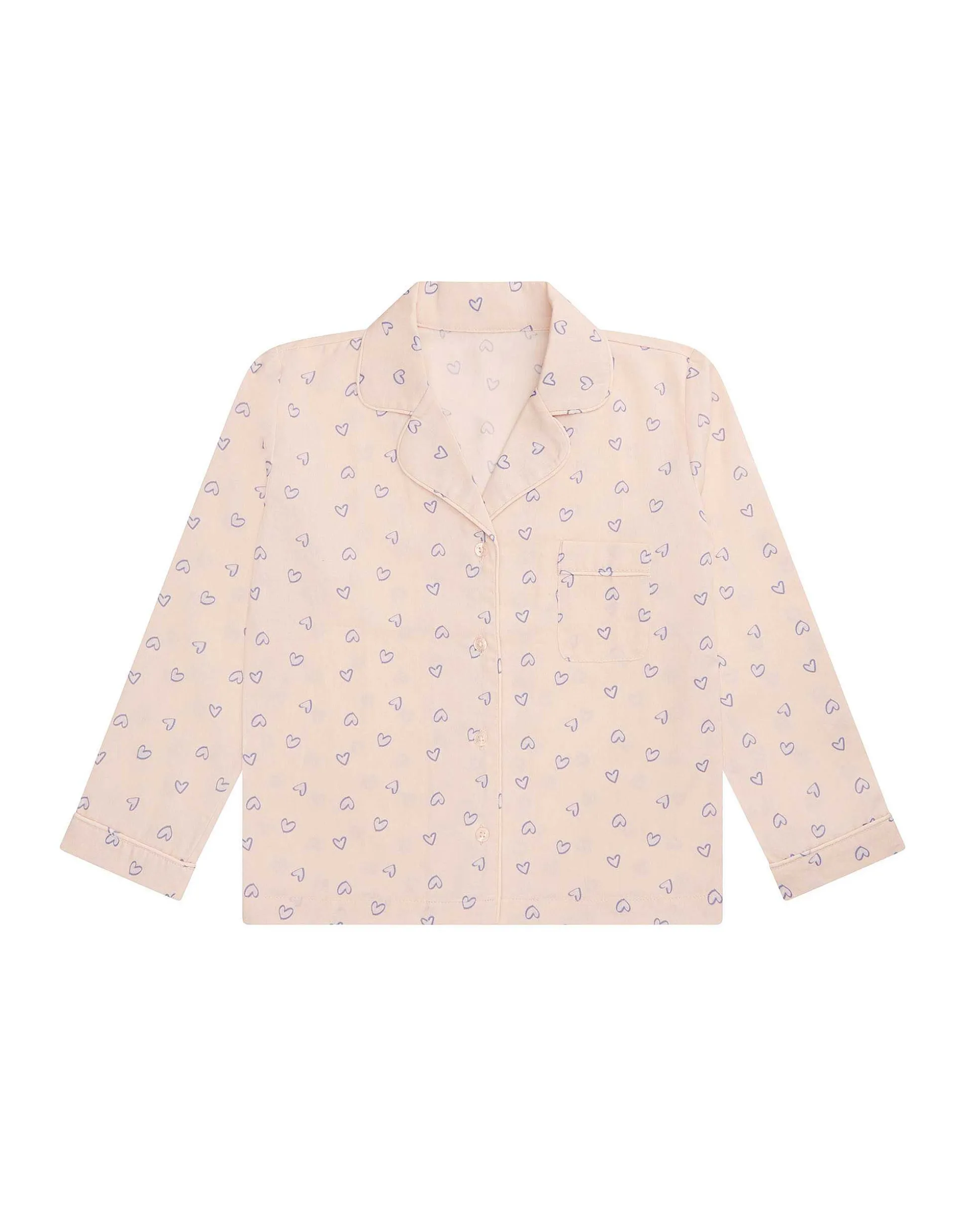 Love Heart Woven Cotton Pyjamas - Child Pink