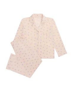Love Heart Woven Cotton Pyjamas - Child Pink