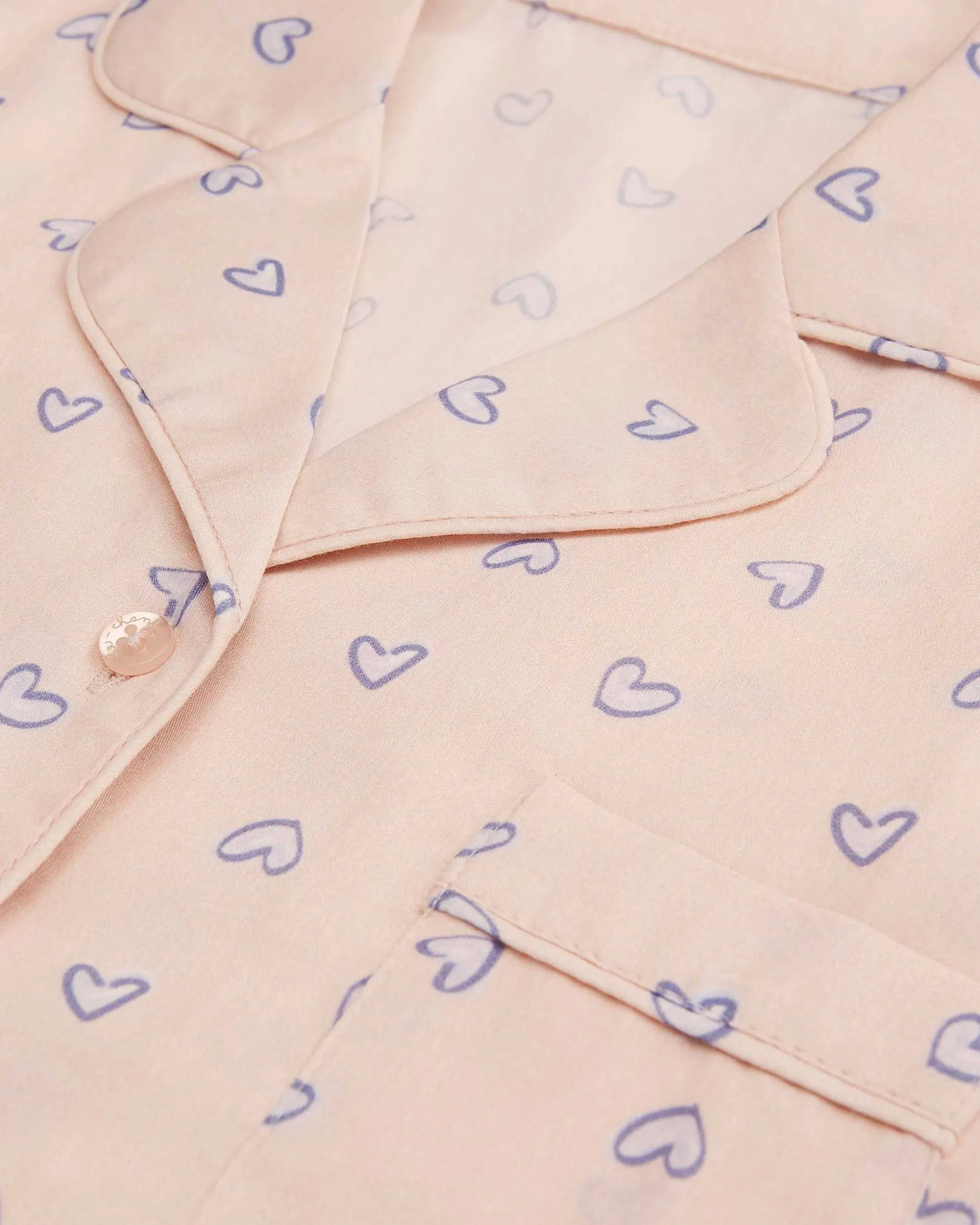 Love Heart Woven Cotton Pyjamas - Child Pink