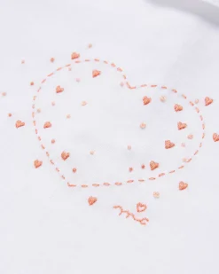 Pima Cotton Sleepsuit - Heart Embroidery