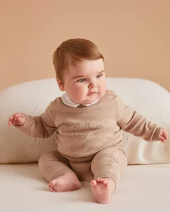 Pointelle Crawler Set - Crown Biscuit