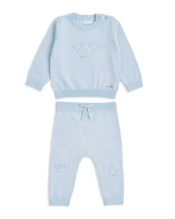Pointelle Crawler Set - Crown Blue