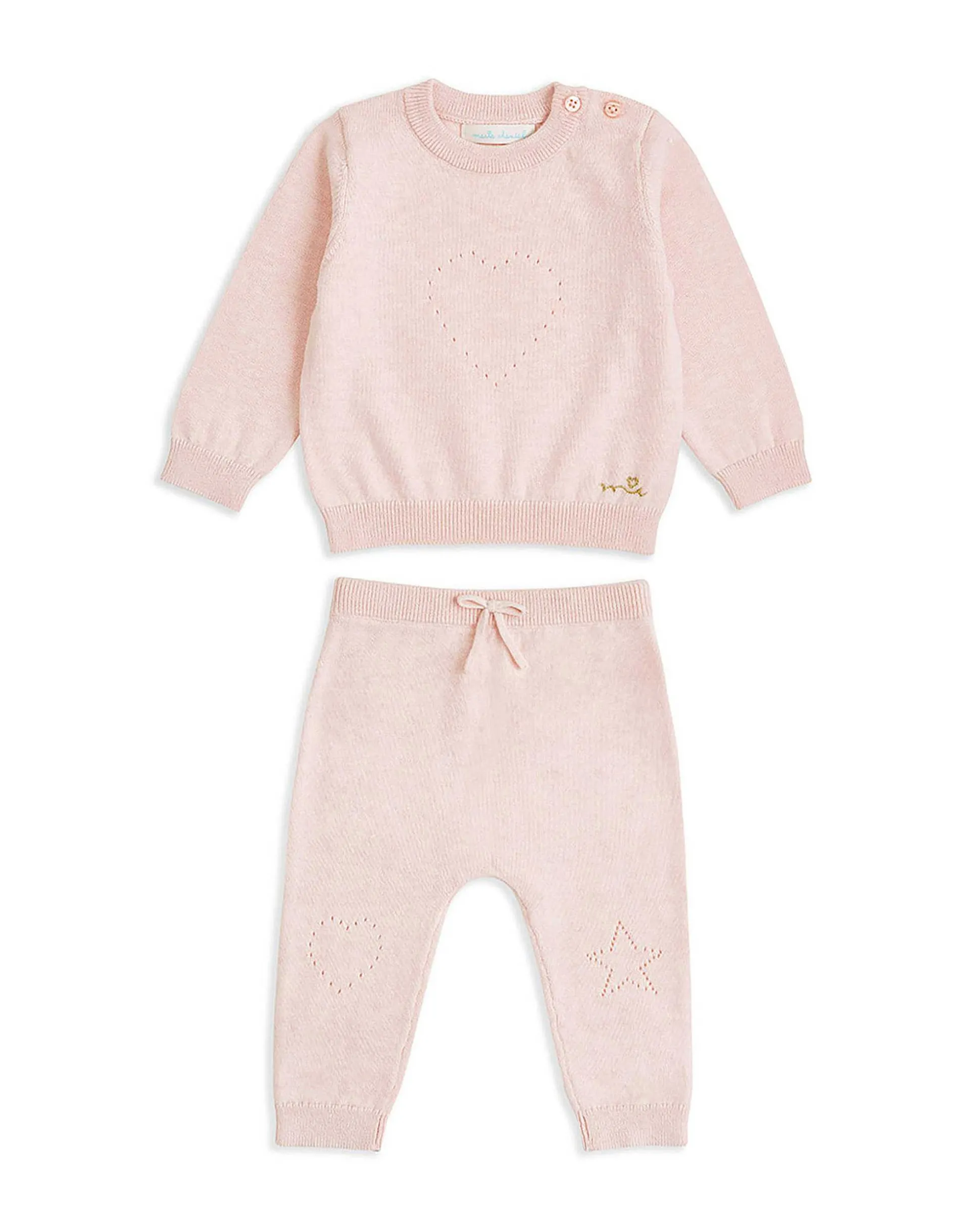 Pointelle Crawler Set - Heart Pink