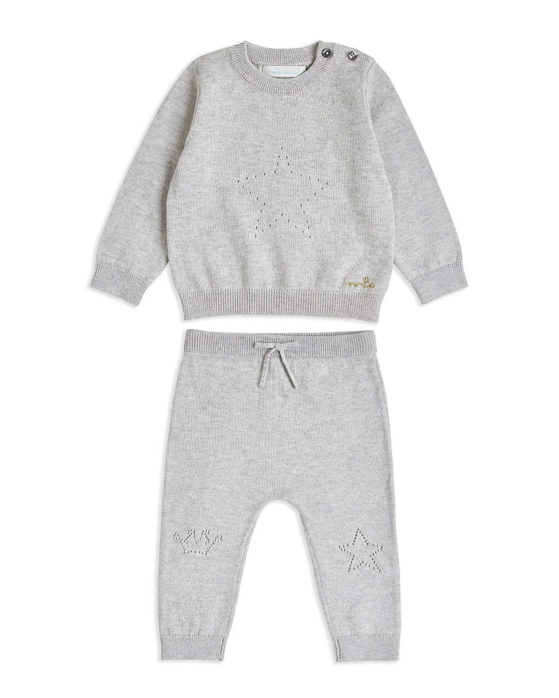 Pointelle Crawler Set - Star Grey