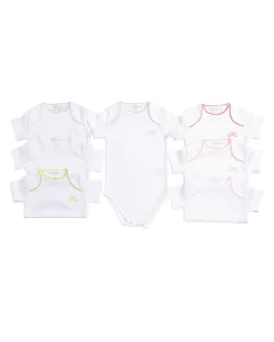 Set Of 7 Picot Onesies - Pink