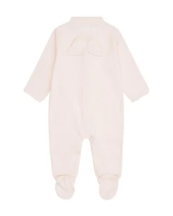Set Of Two Angel Wing Pointelle Sleepsuits - Pink & White