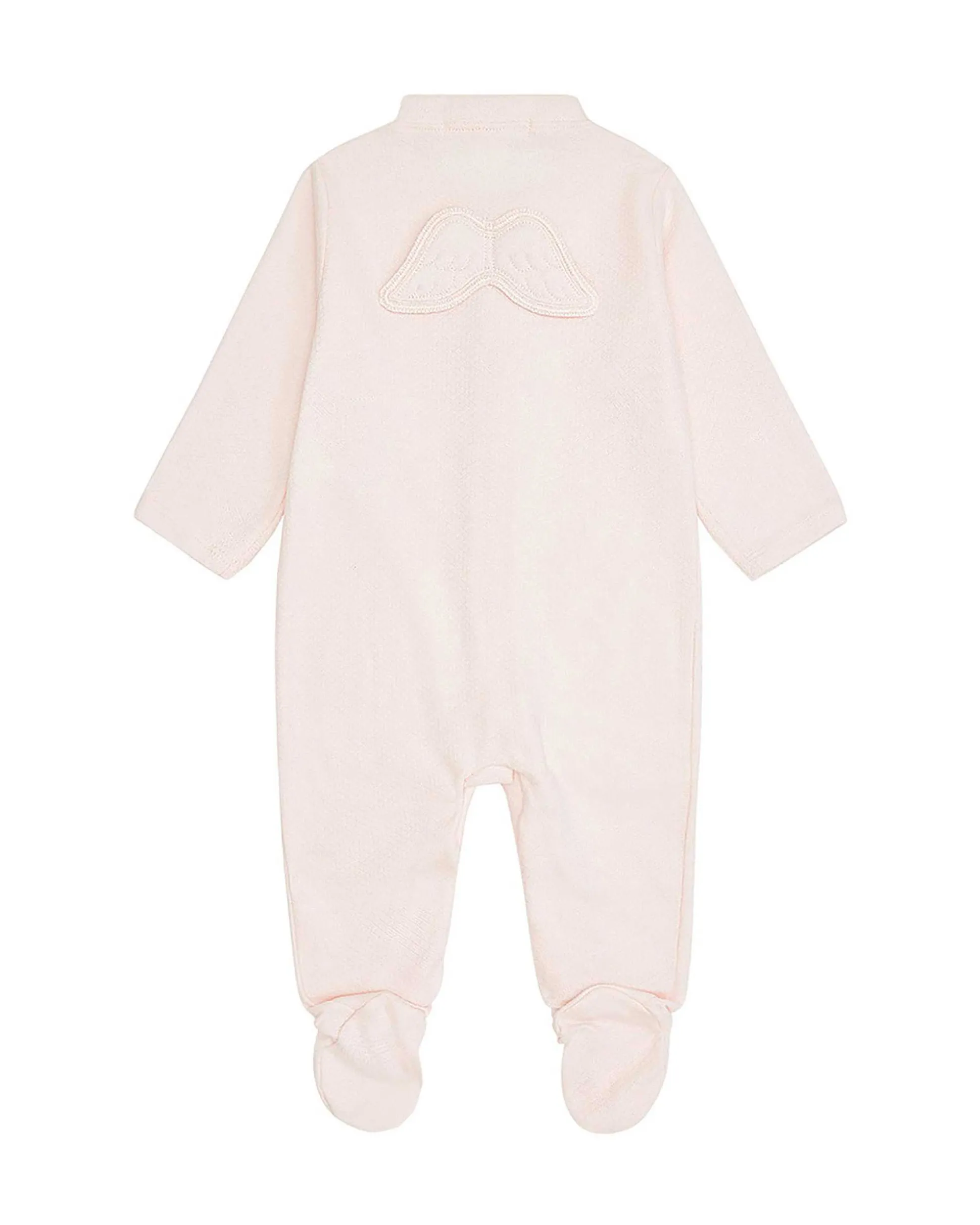 Set Of Two Angel Wing Pointelle Sleepsuits - Pink & White