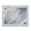 Star & Crown Print Hat, Bib And Mitten'S Set - Pink
