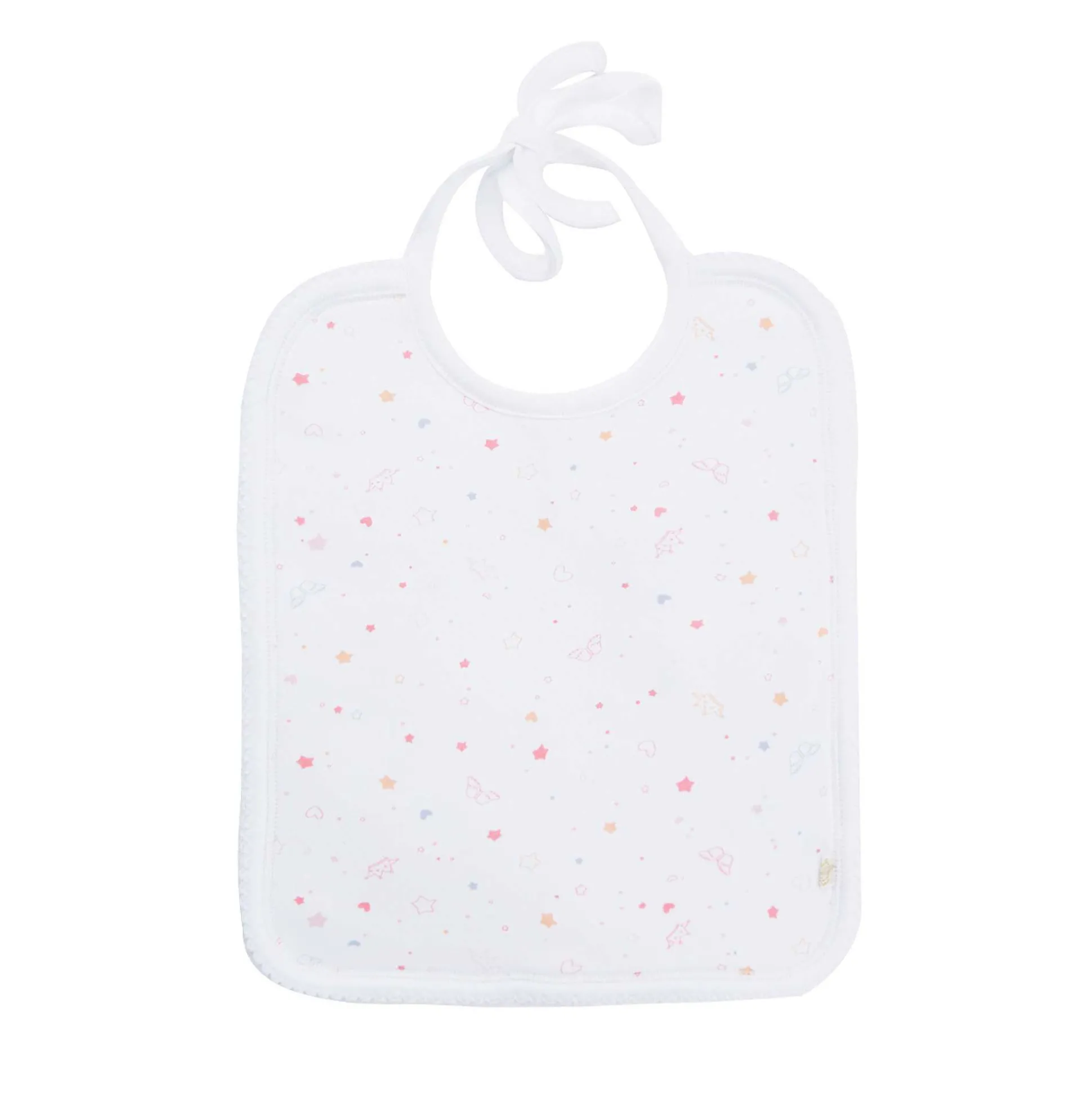 Star & Crown Print Hat, Bib And Mitten'S Set - Pink