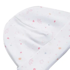 Star & Crown Print Hat, Bib And Mitten'S Set - Pink