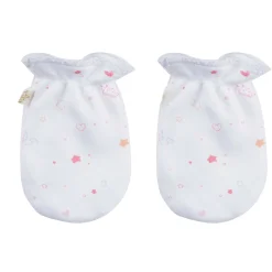 Star & Crown Print Hat, Bib And Mitten'S Set - Pink